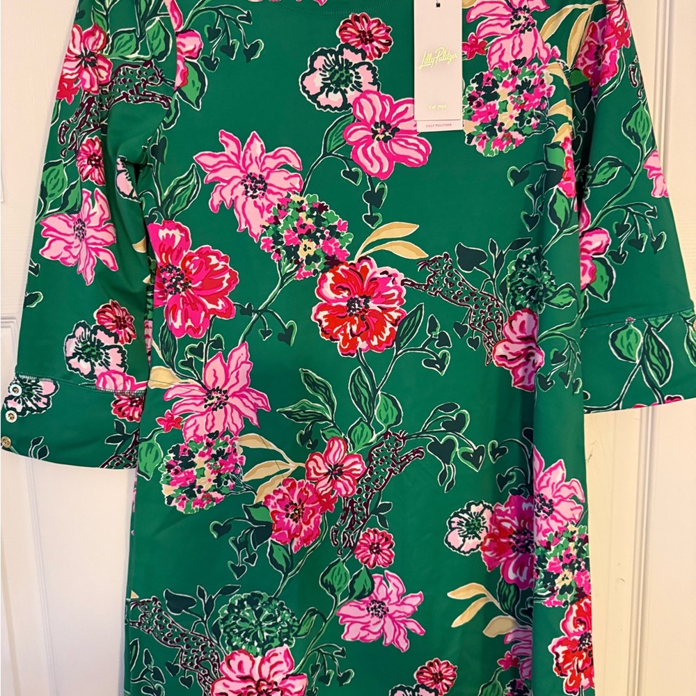 Lilly Pulitzer Vibrant Green and Pink Floral Dress - Picture 2 of 6